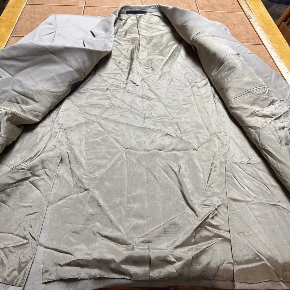 BURBERRY London Beige Wool‎ Super 100's Bespoke Blazer Sport Coat Jacket Sz 46L